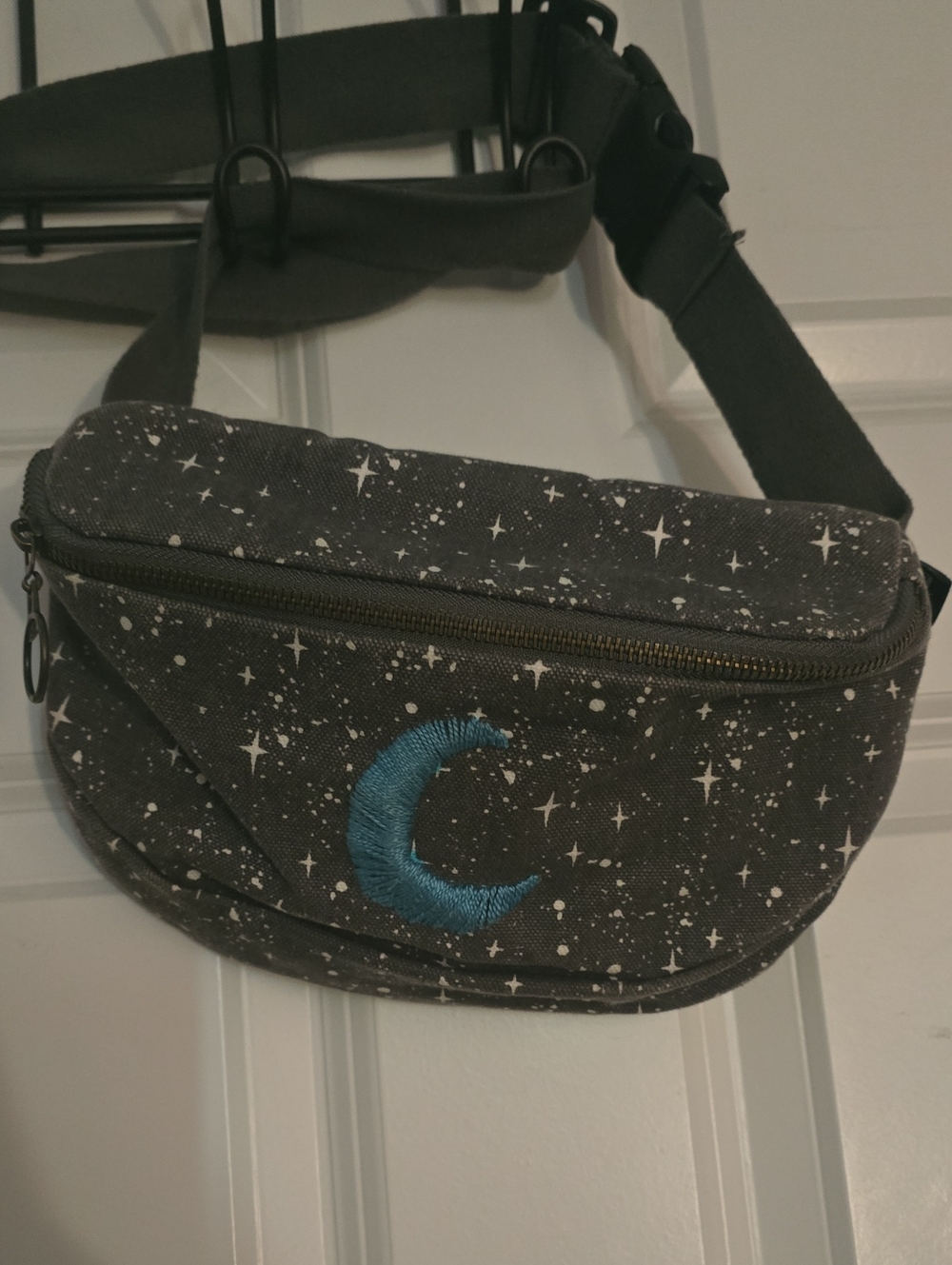 Black Star Print Crescent Moon Belt Bag - Danica Studio